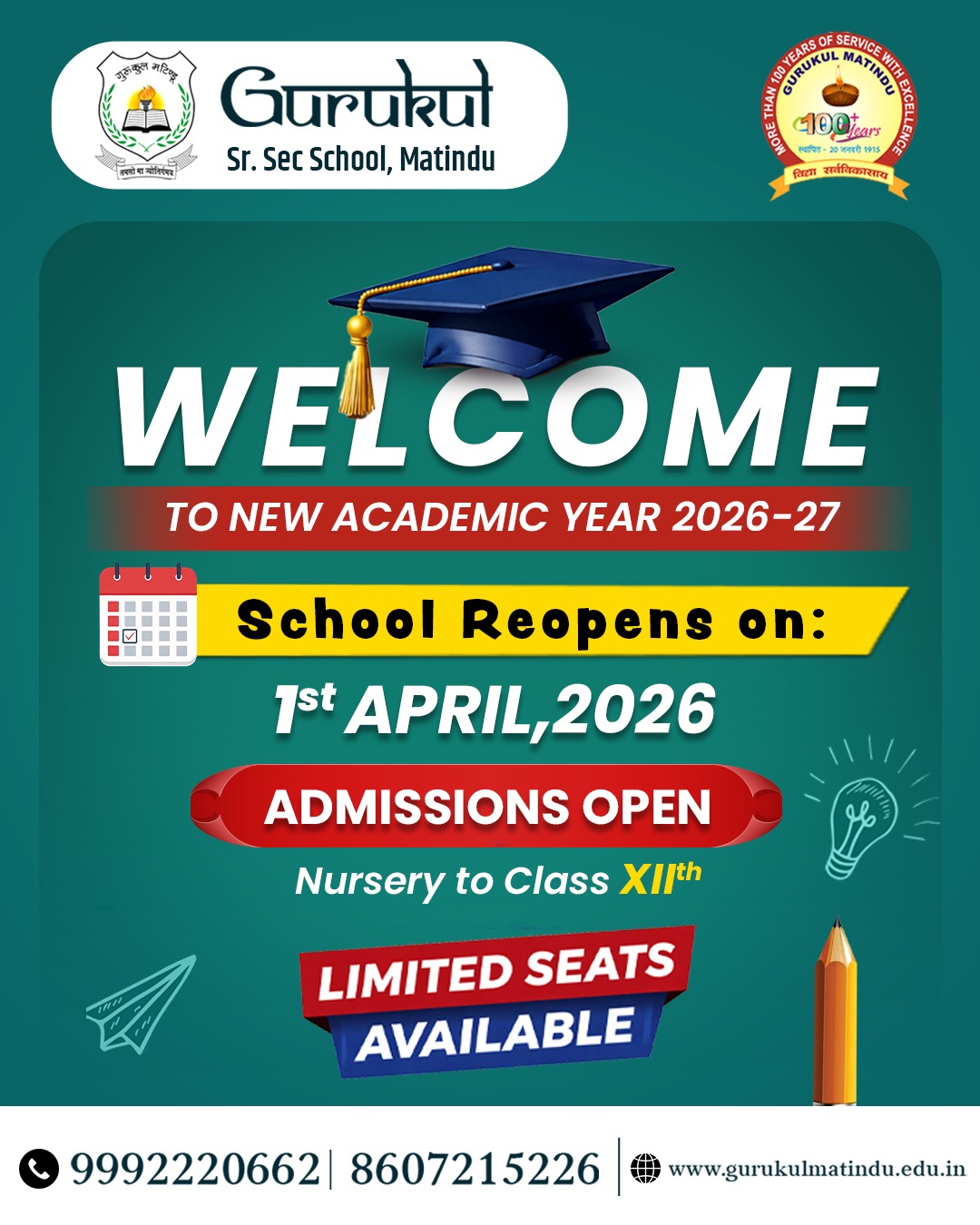 Gurukul Sr. Sec. — Admissions 2026 — Education project by Hunar Studio